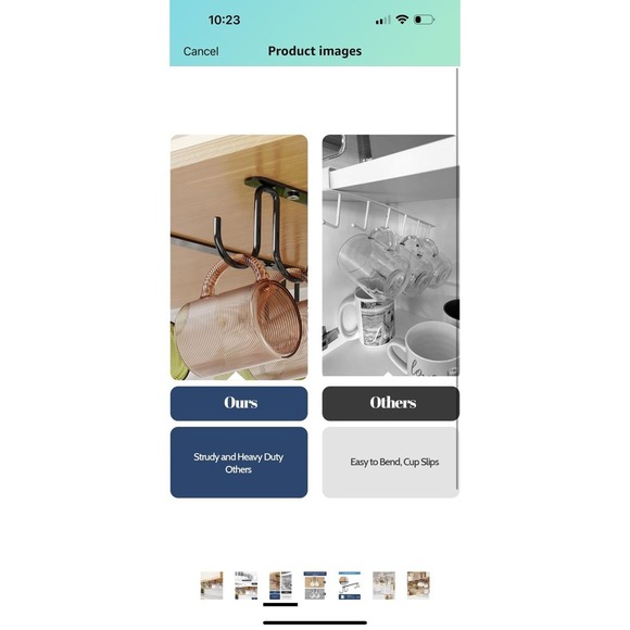 Mug Hooks Under Cabinet 3 Pack, Metal Cup Hooks for Hanging Under Shelf, Mug Org - Picture 7 of 12